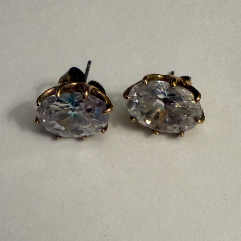 Elegant Gold and Silver Oval Stud Earrings